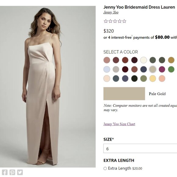 Jenny Yoo Bridesmaid Dress - Lauren - Size 6 - Pale Gold - New With Tags